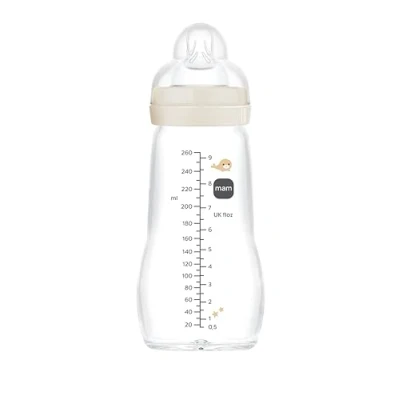 Abbildung von MAM Feel Good A164 Glasflasche mit patentiertem SkinSoftTM Silikon Sauger 2 Ultraweiches Silikon, für Babys ab 0 Monaten, 260 ml