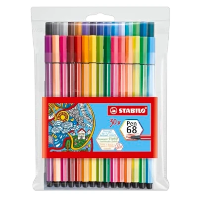 Abbildung von Premium Filzstift STABILO Pen 68 30er Pack mit verschiedenen Farben inkl. 6 Neonfarben