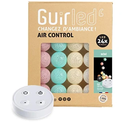Abbildung von GuirLED LED Baumwollkugeln Lichterkette USB Drahtlose Fernbedienung Baby Nachtlicht 2h Dual 2A Netzteil enthalten 4 Intensitäten 24 Kugeln 2.4m