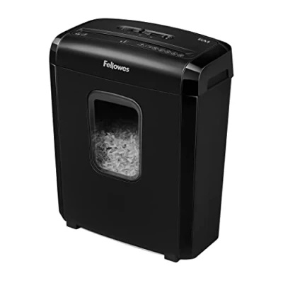 Abbildung von Fellowes Minicut Aktenvernichter 6 Blatt (P4), Papierschredder für Zuhause und Homeoffice, Powershred 6M, Schredder mit 13L Papierkorb Sicherheitssperre, über 1000 Partikel pro A4 Blatt, schwarz