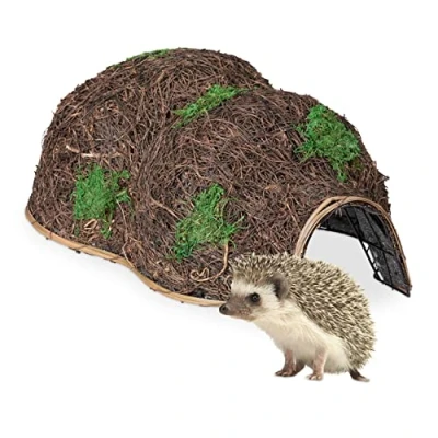 Abbildung von Relaxdays Igelhaus, Stroh, Igelhotel ohne Boden, Winterquartier für Igel im Garten, HBT: 21 x 32 48 cm, Igelbau, braun