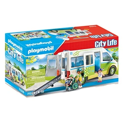 Abbildung von PLAYMOBIL City Life 71329 Schulbus, Großer Schulbus mit Schiebetür, Faltbare Rampe für den Rollstuhl und Platz 5 Figuren, Spielzeug Kinder ab 4 Jahren