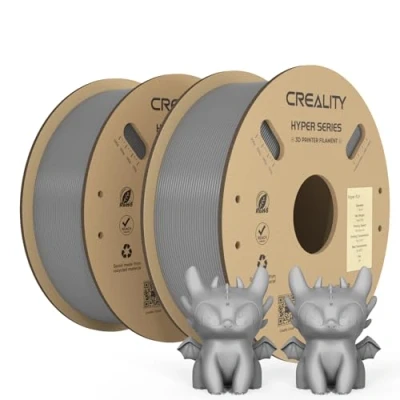 Abbildung von Creality Official Hyper PLA Filament Grau 2KG, 3D Drucker für Hochgeschwindigkeitsdruck, langlebig und widerstandsfähig, glatt, Überhang Leistung Maßgenauigkeit +/ 0.03mm, 2 Rollen