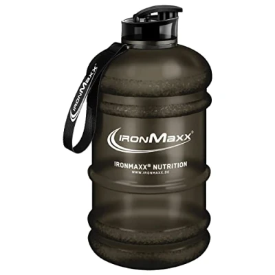 Abbildung von IronMaxx Water Gallon Frosted Black 2200ml BPA &amp; DEHP frei auslaufsichere Trinkflasche mit Messskala in verschiedenen Farben erhältlich