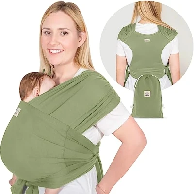 Abbildung von KeaBabies Tragetuch Baby Neugeboren D Lite Elastisches Neugeborene, Einfach Anzuziehen Babytrage Neugeborene Ab Geburt, Ring Trage Babytragetuch Ohne Binden (Dusty Olive)