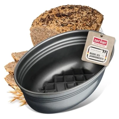 Abbildung von Zenker Brotform oval 26,5x16,5x9,5cm BLACK METALLIC, Brotbackform mit keramisch verstärkt Antihaftbeschichtung, Kuchenform aus hochwertigem Stahlblech, Backform für Brot(Farbe: Schwarz)Menge: 1 Stück