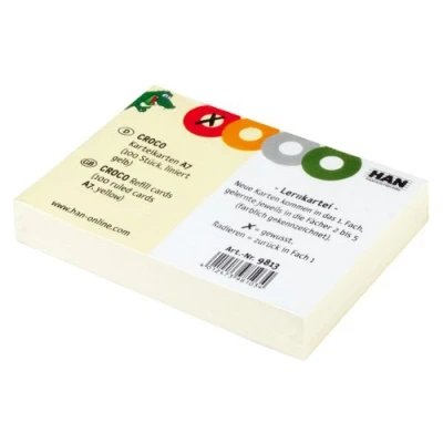 Abbildung von HAN Karteikarten für CROCO Lernkartei, 190 g/m², gelb, liniert (A7 / 500 Stück)