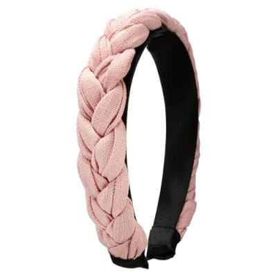 Abbildung von Alpenflüstern Trachten Flecht Haarreif Leinen Optik Damen Haarschmuck rutschfest, Haarband geflochten fürs Dirndl (rosa rosé) ADV141