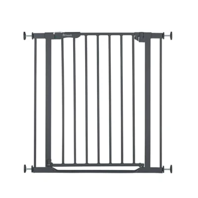 Abbildung von Hauck Treppenschutzgitter Türschutzgitter Clear Step Autoclose 2, für Breiten 75 80 cm, Ultra Flache Schwelle, Automatischer Schließmechanismus, ohne Bohren, Einhändiges Öffnen, Metall, Dunkelgrau