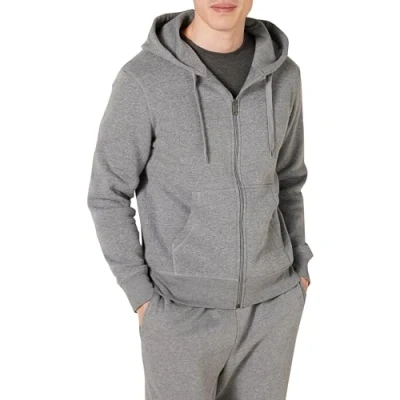 Abbildung von Amazon Essentials Herren Fleece Kapuzenpulli mit durchgehendem Reißverschluss (erhältlich in den Größen Big &amp; Tall), Hellgrau Meliert, XL