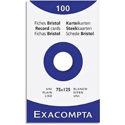 Abbildung von Exacompta Bristol Karteikarten Glatt 75 x 125 mm weiß