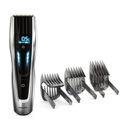 Abbildung von Philips Haarschneider Series 9000, digitale Touch Steuerung, ultimative Leistung, Titanklingen, 400 Längeneinstellungen, 120 min kabelloser Betrieb, Modell HC9450/15