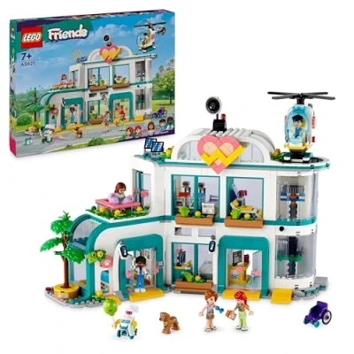 Abbildung von Lego Friends Heartlake City Krankenhaus, Set mit Spielzeug Hubschrauber und Figuren inkl. Autumn Hund, Arzt für Kinder, Geschenk Mädchen Jungen ab 7 Jahren 42621