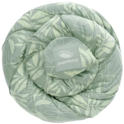 Abbildung von manduca Sling Babytragetuch Elastische Babytrage für Neugeborene von der Geburt bis zu 15 kg Bio Baumwolle GOTS zertifiziert Botanic Green