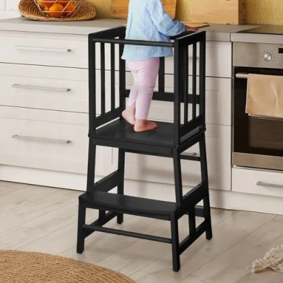 Abbildung von COSYLAND Lernturm ab 1 Jahr für Kinder Stylisch 2 Jahre Montessori Schwarz