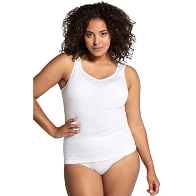 Abbildung von Ulla Popken Damen Basic Top Unterhemd, Weiß, 46 48 EU