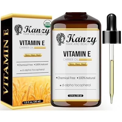 Abbildung von Kanzy Vitamin E Öl Bio Tropfen für Kosmetik 30ml 100% Natürliches d Alpha tocopherol, Anti Falten, Aging, Reines Gegen Falten aller Art, Gesicht, Nagel und Haare (30 ml)