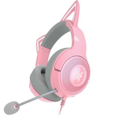 Abbildung von Razer Kraken Kitty V2 Kabelgebundenes RGB Headset mit Katzenohren (Reaktive Streaming Beleuchtung, HyperClear Mikro, TriForce 40mm Treiber, 7.1 Surround Sound) Quartz