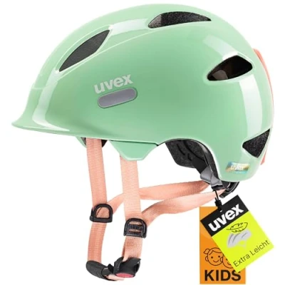 Abbildung von uvex oyo leichter Fahrradhelm für Kinder individuelle Größenanpassung erweiterbar mit LED Licht mint peach 45 50 cm