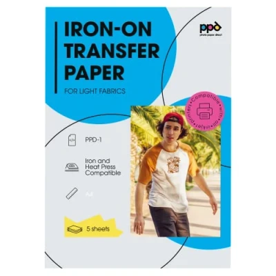 Abbildung von PPD 5 x A4 Inkjet Premium Transferpapier für helles Textil, Bügeleisen und Transferpresse 1