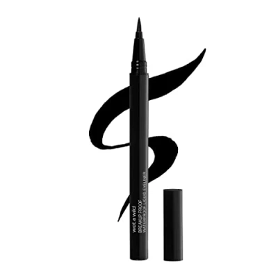 Abbildung von Wet n Wild Mega Last Breakup Proof Liquid Eyeliner, Schwarzer Eyeliner Stift, Wasserfest, Schnelltrocknend, Wischfest, 16h Tragezeit, Ultra Black