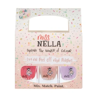 Abbildung von Miss Nella GOOD VIBES Nagellack 3er Set: ABRACADABRA, SUGAR HUGS &amp; BUTTERFLY WINGS, abziehbarer speziell für Kinder, Peel Off, ungiftig, wasserbasiert geruchsneutral