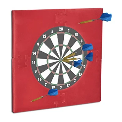 Abbildung von Relaxdays 10021530_114 Dartscheibe Schutz R6, Dart Auffangring, 45 cm Durchmesser, Catchring, EVA, HxBxT: 71 x 3 cm, bordeaux