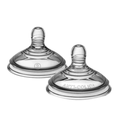 Abbildung von Tommee Tippee Flaschensauger, Advanced Anti Kolik Sauger, brustähnlich, weiches Silikon, mittlerer Durchfluss, 3+ Monate, Zubehör, 2er Pack