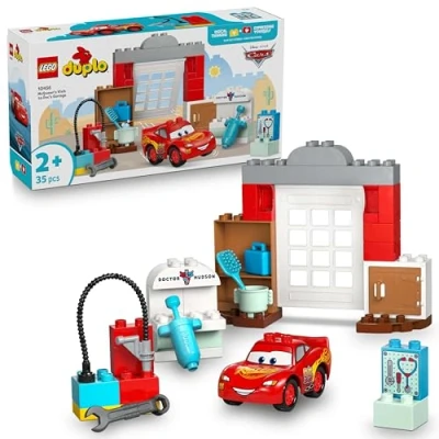 Abbildung von LEGO DUPLO │ Disney and Pixar Cars McQueens Besuch in Docs Werkstatt Rennwagen für Kleinkinder mit Lightning McQueen &amp; Doc Hudson, Spielzeug Auto Autowasch Zubehör Kinder ab 2 Jahren 10456