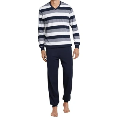 Abbildung von Schiesser Herren Lang Mit Bündchen Nightwear Set Zweiteiliger Schlafanzug, Dunkelblau_159623, 58 EU