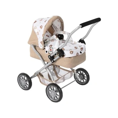 Abbildung von Bayer Chic 2000 Puppenwagen Smarty, Kleiner Kinderpuppenwagen für Kinder ab 2 Jahren, Spielzeugkinderwagen, Bärchen, beige