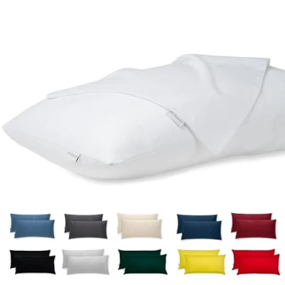 Abbildung von Kissenbezug 40 x 80 Baumwolle Premium Satin 2er Set Kissenhülle Deko für Kissen Bett/Sofa Stoff Superweicher Resistent Hypoallergen Anti Milben Kopfkissenbezug mit Verdecktem Zip Voll Waschbar