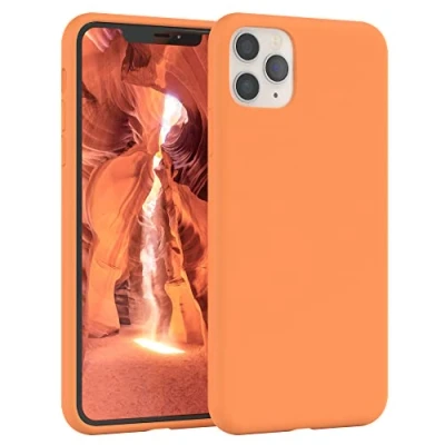 Abbildung von EAZY CASE Premium Silikon Handyhülle kompatibel mit iPhone 11 Pro Max, Slimcover Kameraschutz und Innenfutter, Silikonhülle, Schutzhülle, Bumper, Handy Case, Hülle, Softcase, Orange