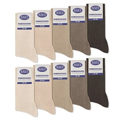 Abbildung von 10 Paar Socken 100% Baumwolle Herren Komfortbund ohne Naht 10600 WP (Beige Braun 43 46)