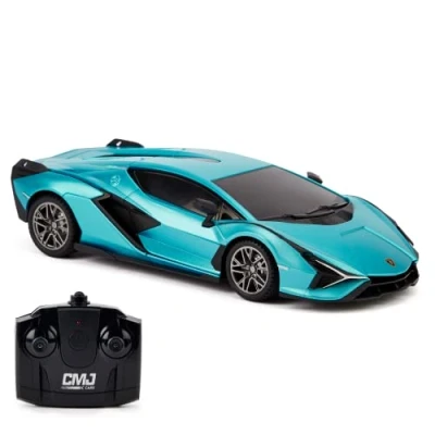 Abbildung von CMJ RC CARS 1:24 Maßstab Offiziell Lizenzierte Lamborghini Sián FKP 37, Blaues Lambo Sport Rennspielzeugauto Modellfahrzeug für Jungen Mädchen und Erwachsene Geschenk
