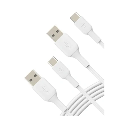 Abbildung von Belkin BoostCharge USB C Ladekabel, /USB A Kabel, Typ Kabel für Geräte wie iPhone 16, 15, Samsung Galaxy S24, S24+, S24 Ultra, Pixel, iPad und Nintendo Switch, 1 m, 2er Pack, Weiß