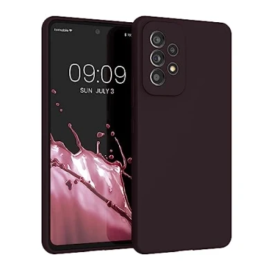 Abbildung von kwmobile Hülle kompatibel mit Samsung Galaxy A53 5G Silikon Handy Case Handyhülle weiche Oberfläche kabelloses Laden Brombeere