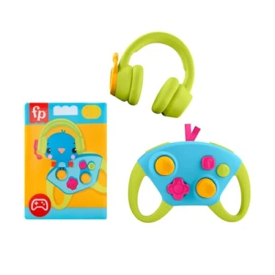 Abbildung von Fisher Price Spielzeugset für Neugeborene Lernspaß Mini Gamer Geschenkset, Babyrassel, Beißring und Knister Aktivitäten Kleinkinder ab 3 Monaten, HYR57