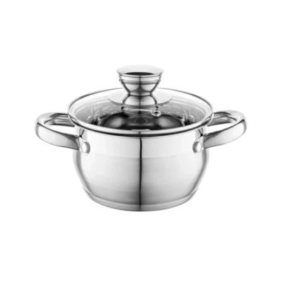 Abbildung von FLORINA Topf aus Edelstahl (1,3 l) 14 cm I Kochtopf OLIVER Mit Glasdeckel Messbecher Spülmaschinengeeignet Nudeltopf, Suppentopf, Pastatopf Ideal für alle Herdarten und Induktion