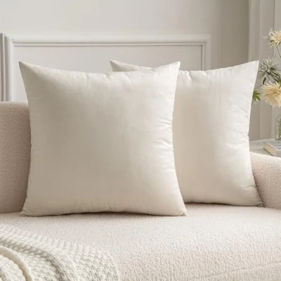 Abbildung von MIULEE 2er Set SAMT Weihnachten Kissenbezug Kissenhülle Dekorative Dekokissen Sofakissen Lendenkissen Wurfkissenbezug mit Verstecktem Reißverschluss Sofa Schlafzimmer 16x16 Inch 40x40 cm Creme weiß