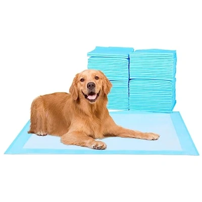 Abbildung von ScratchMe Hunde und Welpenunterlage, 60 x 90 cm Trainingspads für Super saugfähig Pet Pad Welpen Unterlagen Wasserdicht, Blau, 20 Stück, Größe L