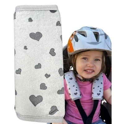 Abbildung von HECKBO 2x Baby Kinderwagen Trageschale Gurtschutz mit Herzen Herz Sicherheitsgurt Schulterpolster Schulterkissen Gurtschoner Autositze Gurtpolster für Kinder, Jungen, Jungs, Mädchen, Babys