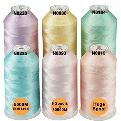 Abbildung von New brothread 6er Set Pastell Farben 2 Polyester Maschinen Stickgarn Riesige Spule 5000M für alle Stickmaschine