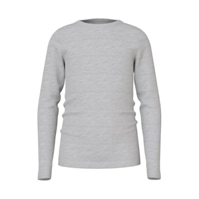 Abbildung von NAME IT Mädchen Nkfnakal Short Top Noos Langarmshirt, Grey Melange, 134 140 EU