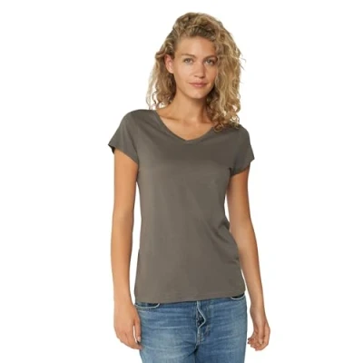 Abbildung von Damen T Shirts Crew or V Neck 1 Pack (V Ausschnitt Grau, M)