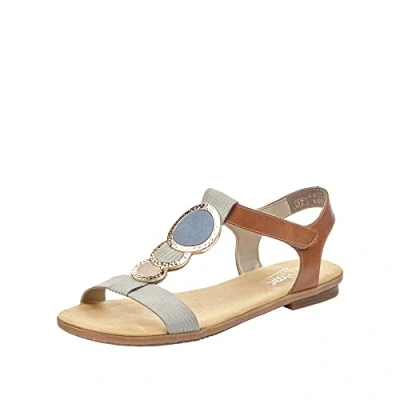 Abbildung von Rieker Damen 64278 Sandalen, Grau Cement Amaretto Rose Jeans 42, 39 EU