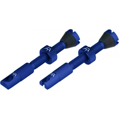 Abbildung von Peaty&#039;s X Chris King MK2 Tubeless Ventil Presta Integrierter Speichenschlüssel &amp; Ventilkernentfernungskappen, Mountainbike, Rennrad Fahrrad Reifen, Kompatibel einfügen, 7075 Aluminium 42mm Marine