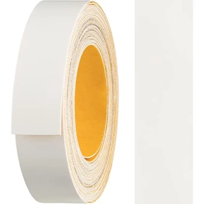 Abbildung von haggiy Melaminkanten Band selbstklebend 18mm x 5m I Kantenband Möbelkantenband Sicherer Halt ohne Bügeln Kantenumleimer Furnier für Regalbretter/Holzplatten (Weiß)