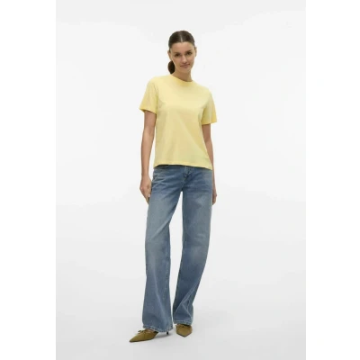 Abbildung von Vero Moda Vmpaulina Tshirt basic, Damen, Größe: Small, Lemon meringue