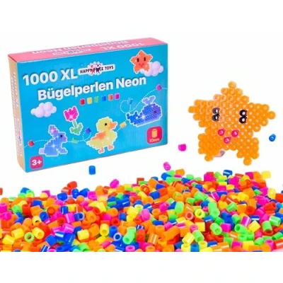 Abbildung von 1000 Maxi XL 10mm Bügelperlen Neon Farben, Große Für Kinder ab 3 Jahren. Happy Price Toys